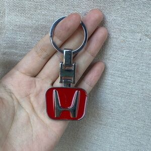 Double-Sided H-Buckle Metal Car Logo Keychain, Polished Finish